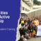 the visual shows on the left the title: Building Communities Through Active Citizenship and under it Local Changemakers Training, Braga 2025. On the right there is a picture of the volunteers that went to the training