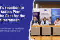 The image shows on the left the title: “ESN’s reaction to the Action Plan of the Pact for the Mediterranean” and subtitle: “Directorate-General for the Middle East, North Africa and the Gulf”. On the right side there is a picture of EU representatives speaking.